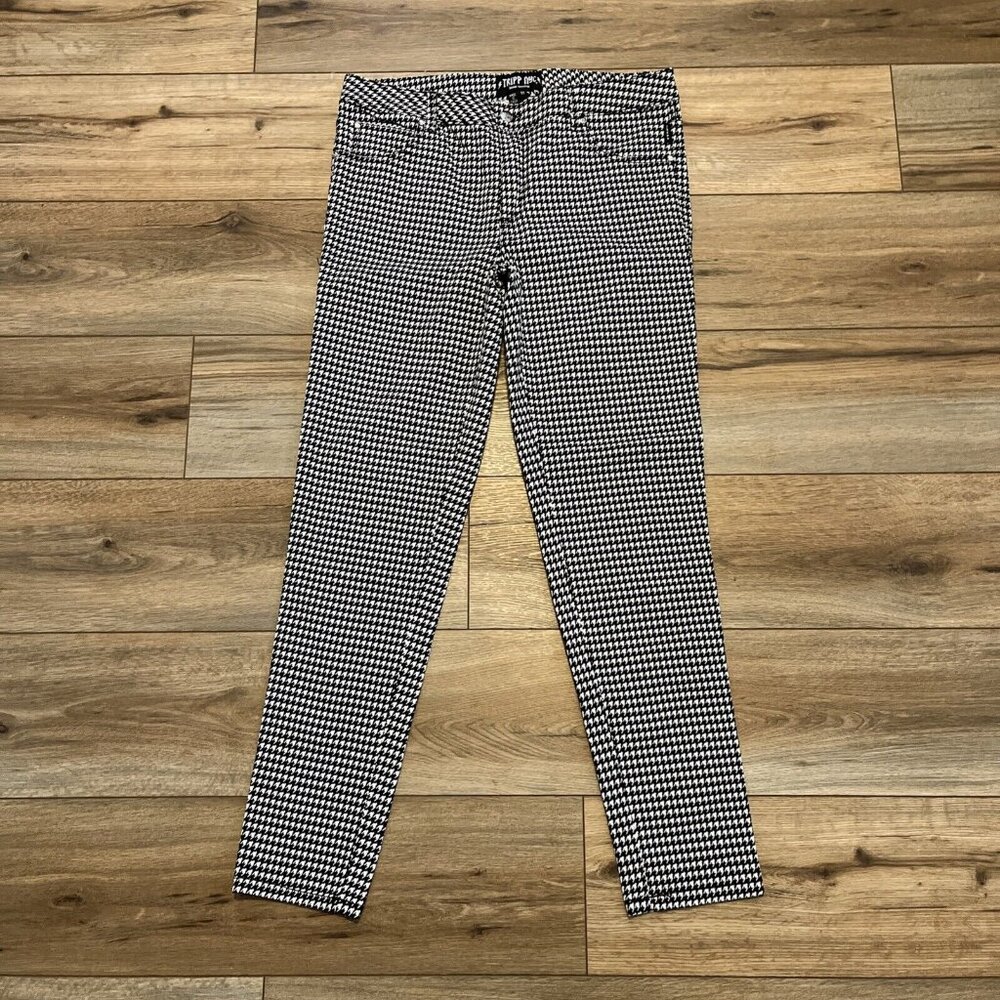 Women's Dang Goodman Tripp NYC Houndstooth Skinny Jeans SZ 11 Black Rocker Pants